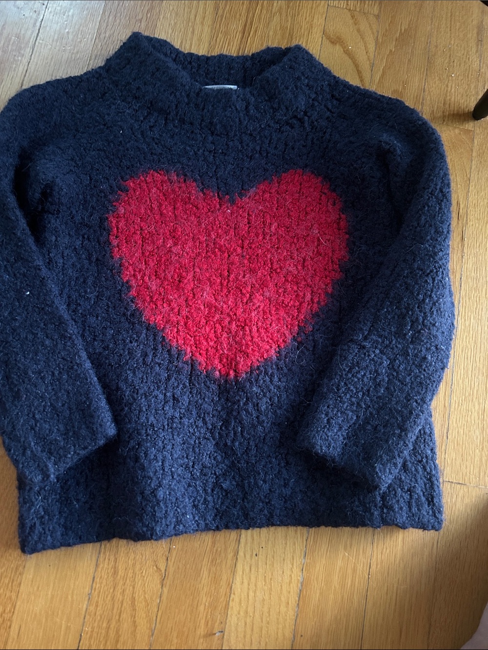 Crewcuts Navy Sweater with Red Heart